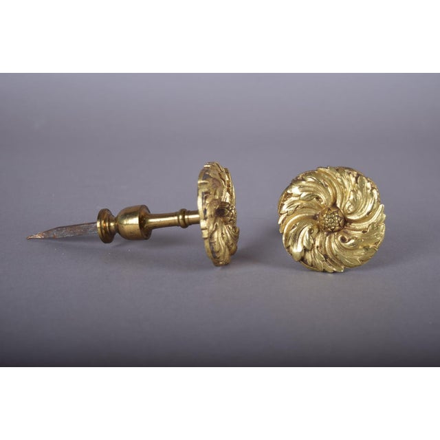 Neoclassical Gilt Bronze Curtain Tiebacks with Floral Rosette Motif, France, 19th Century, Set of 2 For Sale - Image 10 of 11