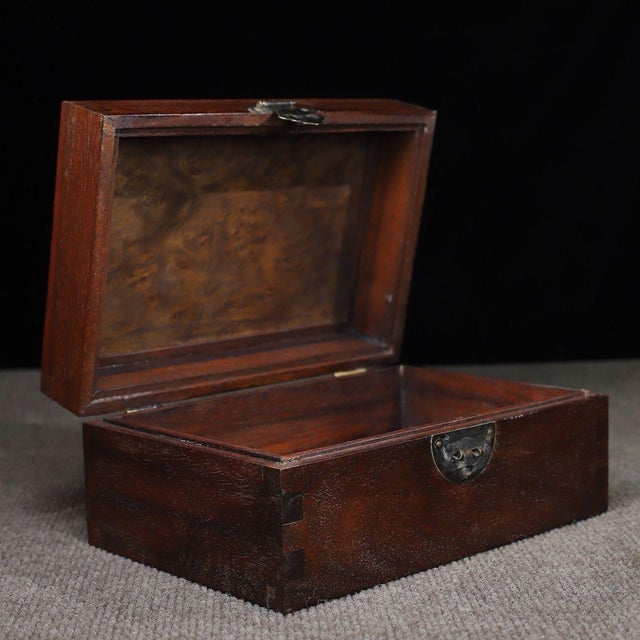 Chinese Chinese Huali Rosewood Box With Burl Wood Panel For Sale - Image 3 of 10