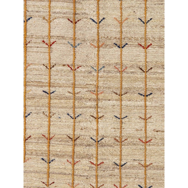 Tribal Late 20th Century Hand-Knotted Persian Sumak-Style Gabbeh Weave Rug 4'7" X 6'6" For Sale - Image 3 of 4