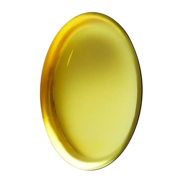 French Modern Sculptural Concave Yellow Glass Mirror For Sale - Image 4 of 10