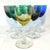 Beautiful set of six vintage multi-colored twisted glass stem cordial shot glasses. Just Gorgeous! Colored glass with...