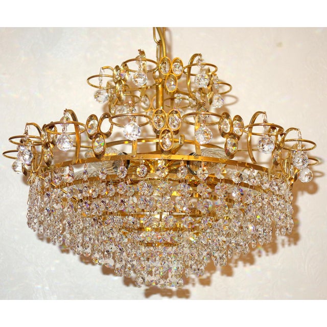 Brass and Lead Crystal 5-Light Chandelier by Joska Bodenmais, 1970s For Sale - Image 11 of 11