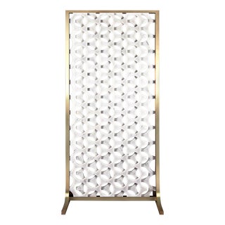 Large Screen in White Carrara Marble and Brushed Brass by Bufalini Marmi For Sale