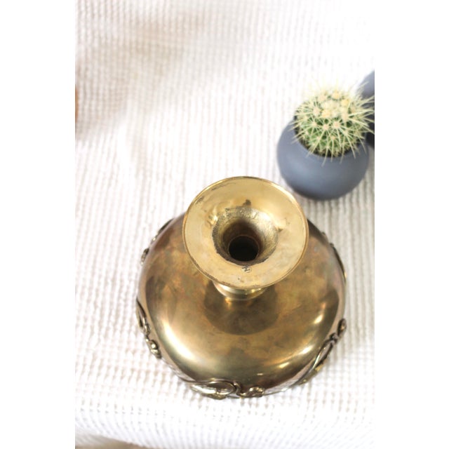 Midcentury Brass Pedestal Bowl With Lotus Flowers For Sale - Image 11 of 11