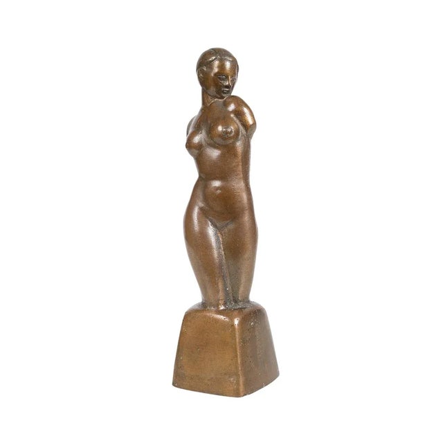 After Tamara De Lempicka Art Deco Nude Female Bust Original 1930s Solid Bronze Sculpture Study Size 3" x 12". A beautiful...
