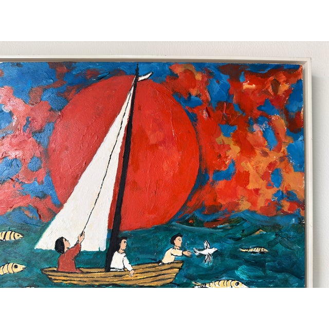 Frank Kleinholz (American, 1901–1987) Three Men at Sea Oil on Board – Framed For Sale In Miami - Image 6 of 10