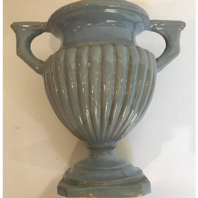 Turquoise Pottery Urn Majolica Vase For Sale - Image 9 of 9