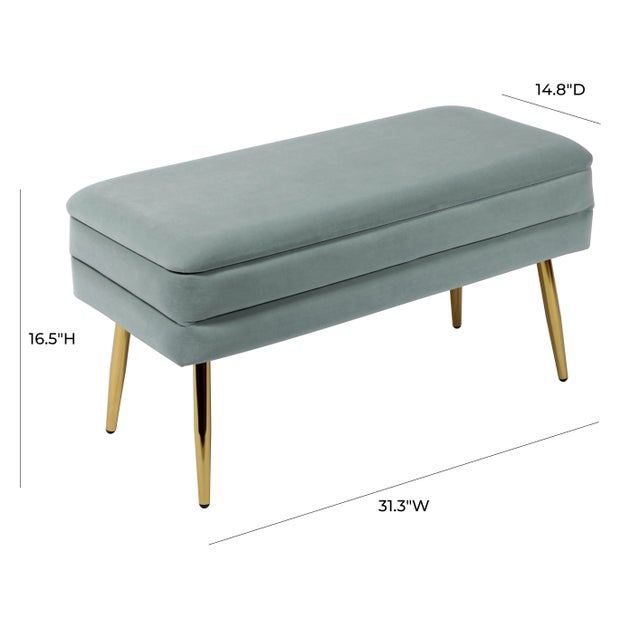 2020s Ziva Sea Blue Velvet Storage Bench For Sale - Image 5 of 7