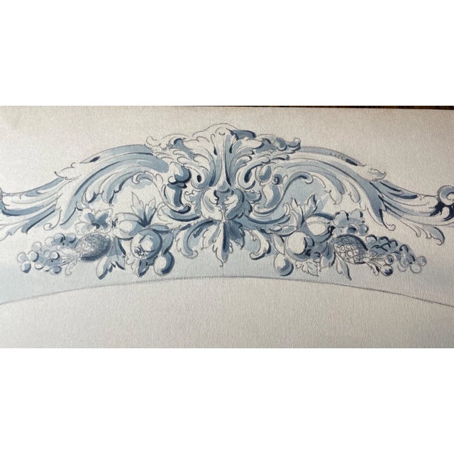 19th Century Antique 1800's Reed & Barton Original Silver Serving Tray Blueprint Sketch Wash For Sale - Image 5 of 14