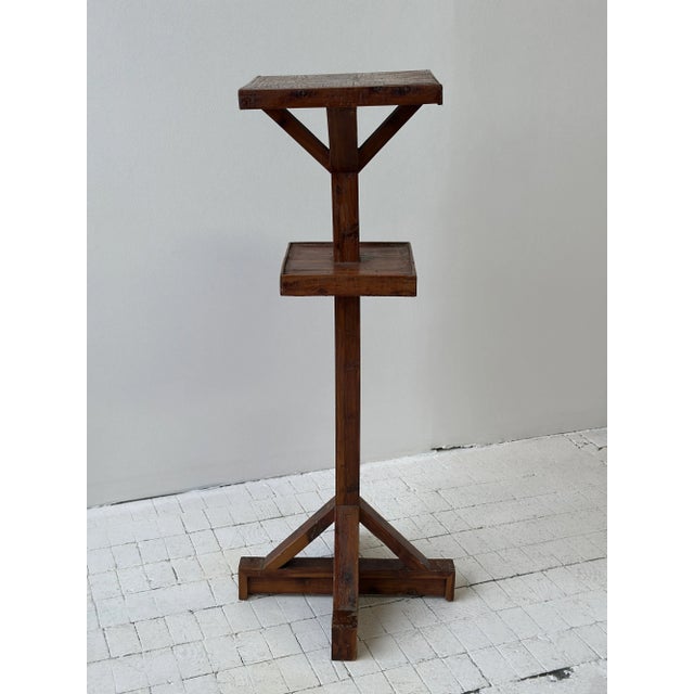 Vintage Constructivist Parquetry Tiered Wood Pedestal Stand, Circa 1940s-50s For Sale - Image 11 of 18