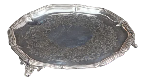 1890s Antique Victorian Decorative Silver Plate Saucer