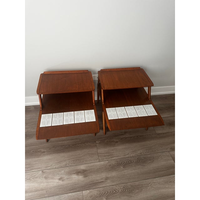 1960s Lane Furniture Cosmopolitan Walnut End Table Set For Sale In Chicago - Image 6 of 15