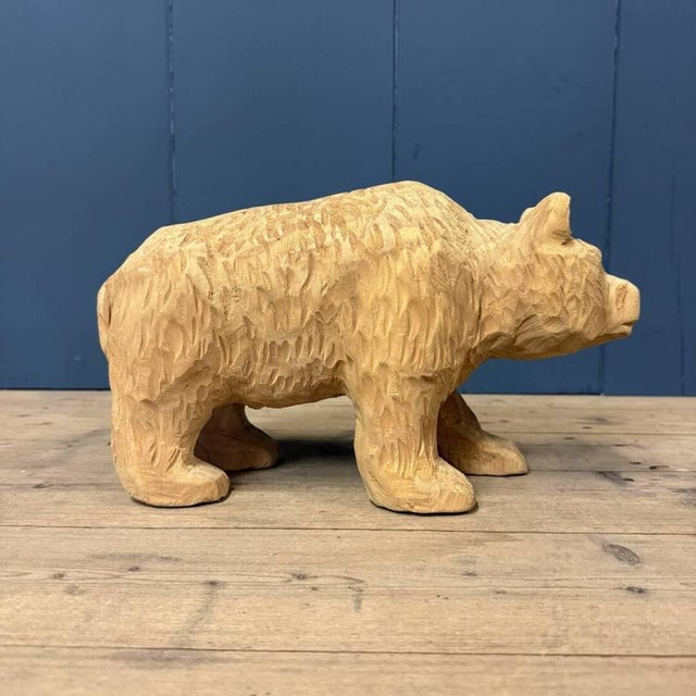 Vintage Wooden Carved Bear For Sale - Image 8 of 12
