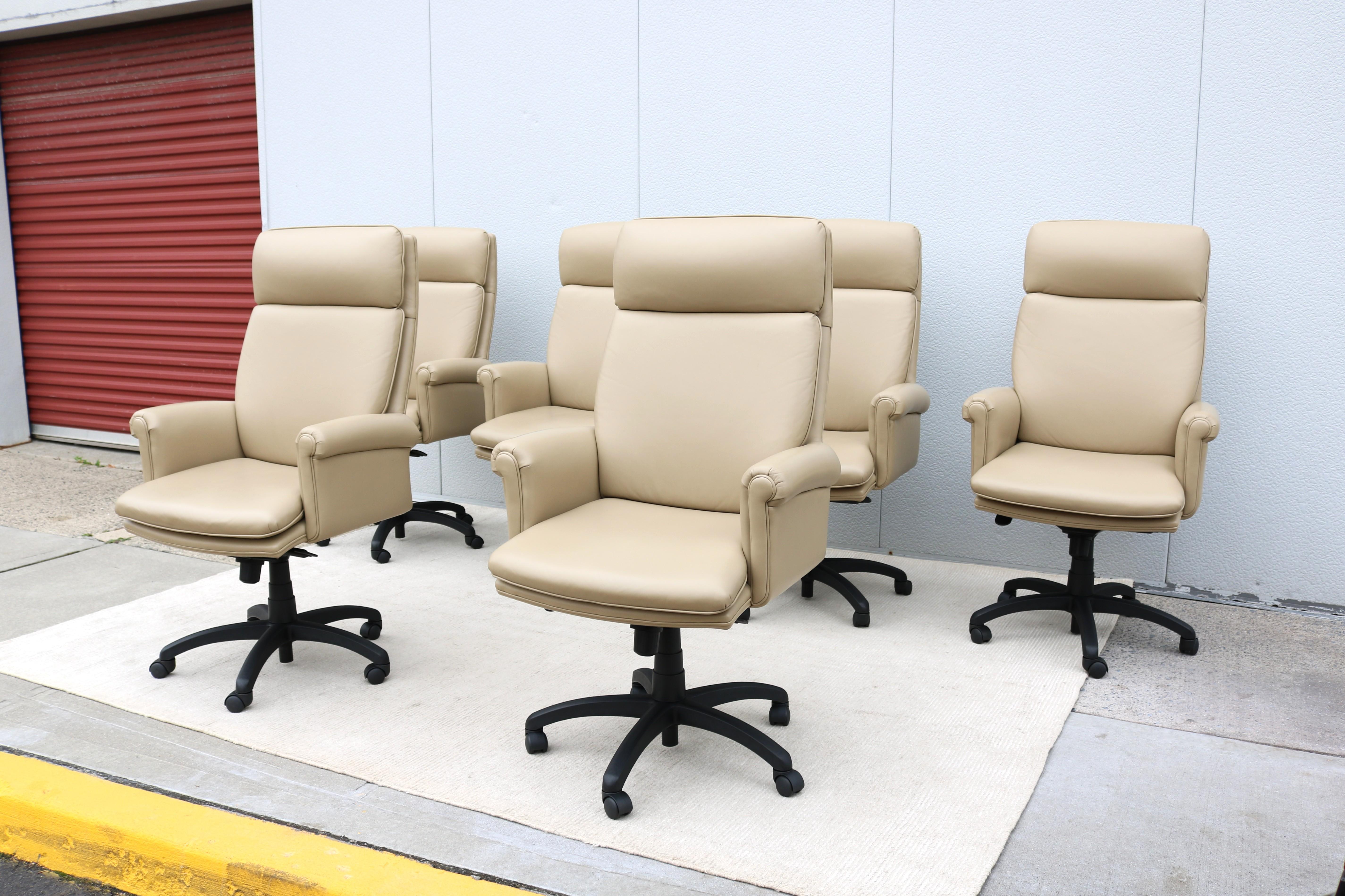 Classic Cabot Wrenn Caesar High Back Regency Taupe Leather Swivel