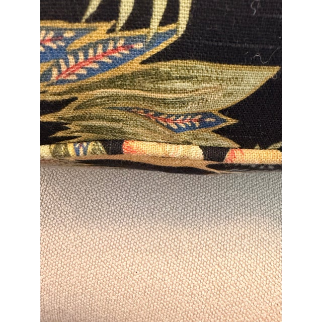 Hollywood Regency Pair of Custom Tropical Botanical Accent Pillows in Designer Linen Blend For Sale - Image 3 of 4