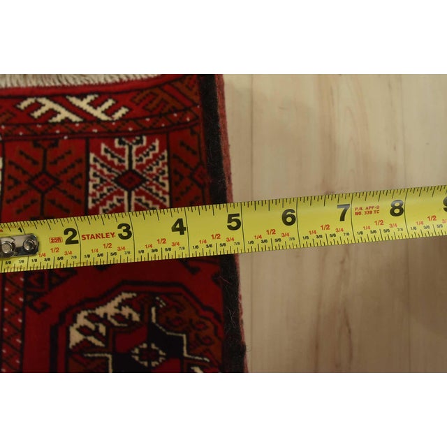 Turkmen Runner 2’5” X 9’6” Red Wool Vintage Tribal Hand-Knotted Oriental Rug For Sale - Image 10 of 12