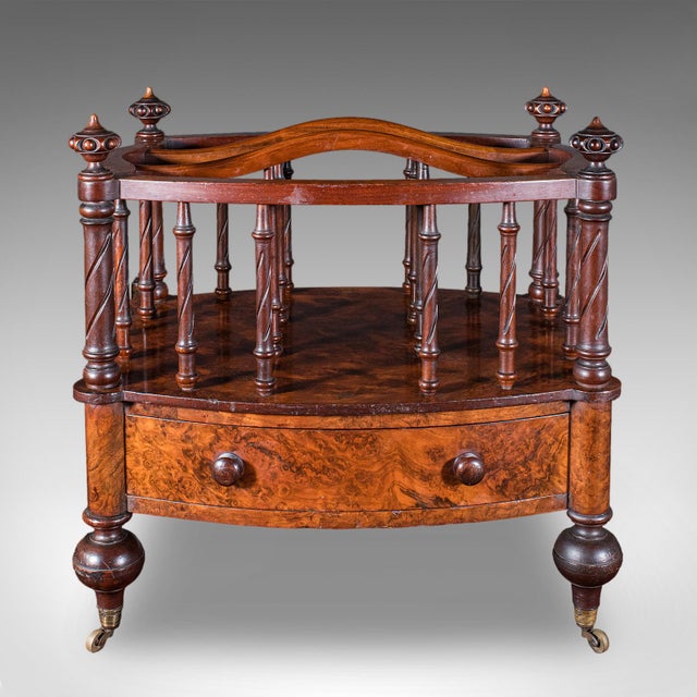 Traditional Antique Canterbury Stand, English, Burr Walnut, Newspaper, Magazine, Regency For Sale - Image 3 of 10