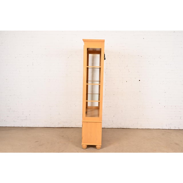 Wood Ethan Allen Arts & Crafts Shaker Maple Lighted Bookcase Cabinet For Sale - Image 7 of 11