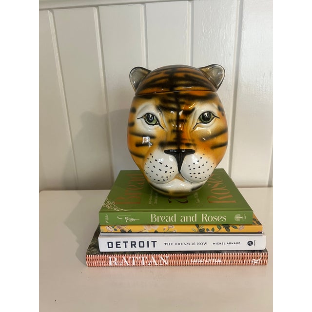 1960s Hand Painted Tiger Cookie Jar For Sale - Image 9 of 9