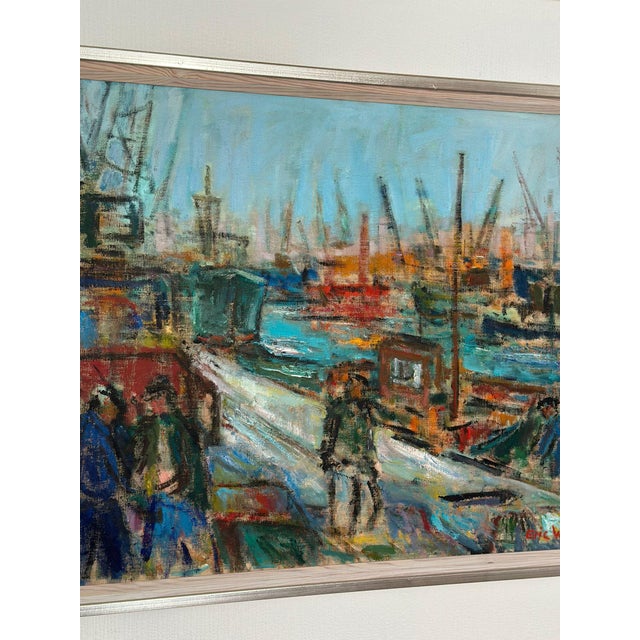 Eric With, Port of Gothenburg, 1960s, Oil on Canvas, Framed For Sale - Image 17 of 18