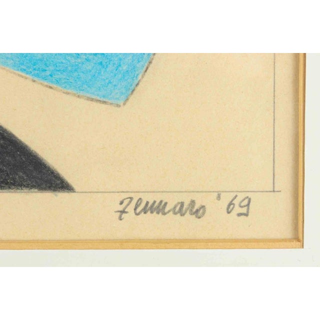 Modern Giorgio Zennaro, Abstract Composition, Pastel on Paper, 1969 For Sale - Image 3 of 5