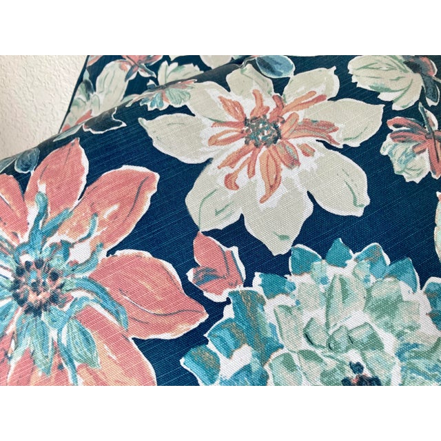 Textile Circa 2010 Watercolor Floral Design Throw Pillows - A Pair For Sale - Image 7 of 12