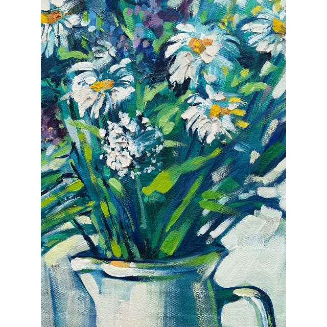 Early 21st Century Vintage Floral Original Oil Painting on Canvas For Sale - Image 5 of 12