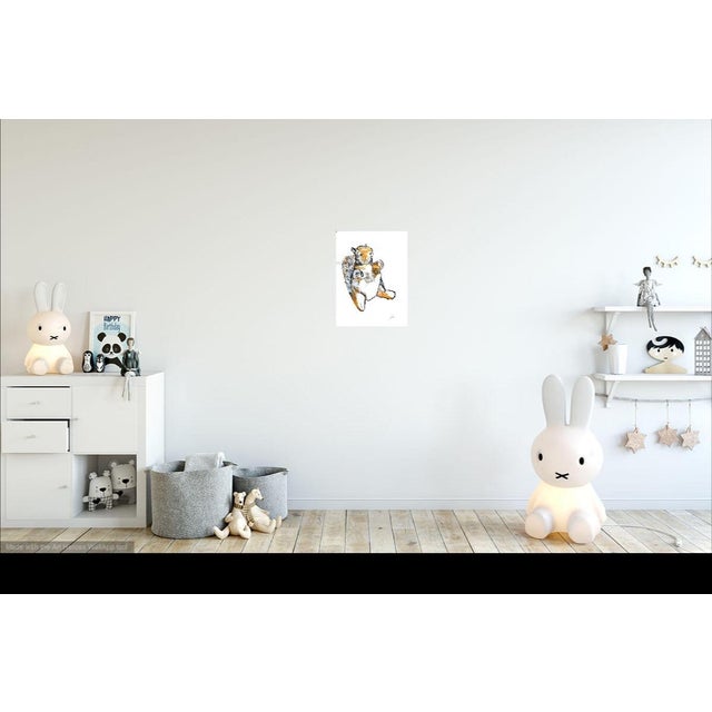 Martha Holden's happy interpretation of a little squirrel in the yard. Watercolor and ink on paper. Presented in a plastic...