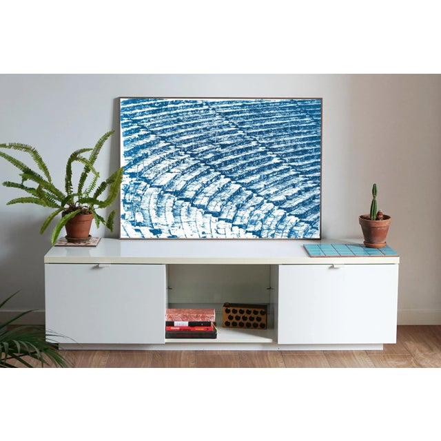 Ancient Roman Amphitheater, 100x70cm Cyanotype on Watercolor Paper, Greek Architecture Blueprint For Sale - Image 4 of 13