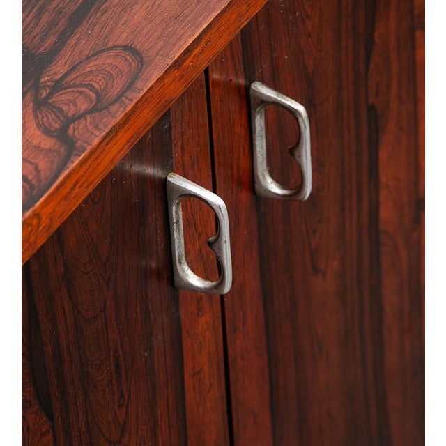 Mid Century Modern Compact Credenza Cabinet Entry 2 Door Rosewood MCM Vintage For Sale - Image 9 of 11