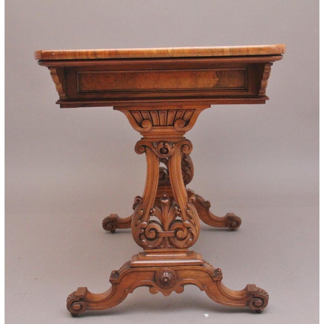 19th Century Burr Walnut Library Table, 1860 For Sale - Image 9 of 12