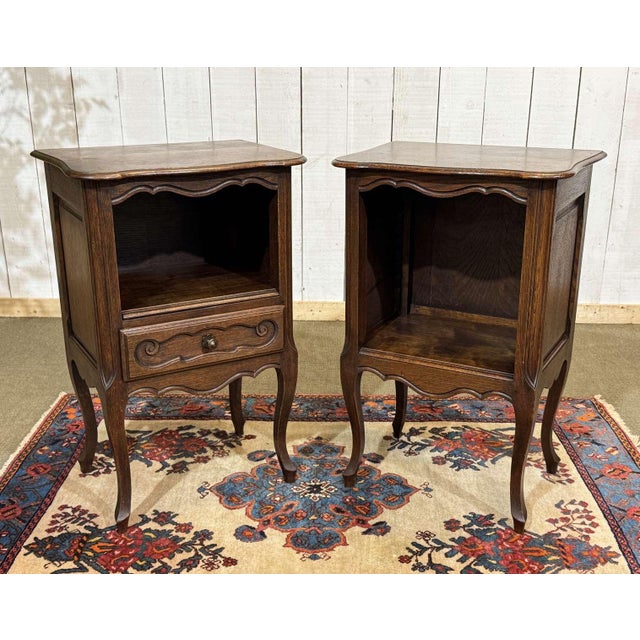 Louis XV Style Oak Bedside Tables, 1950s, Set of 2 For Sale - Image 9 of 10