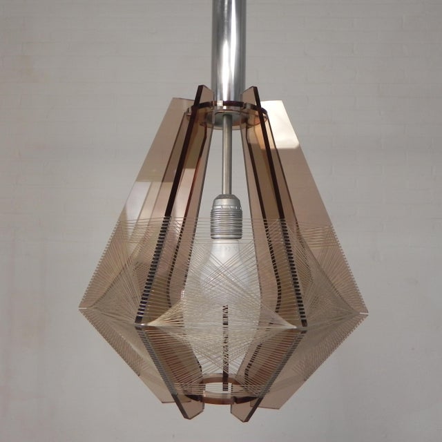 Textile Vintage Acrylic Glass and Nylon Wire Pendant Lamp by Paul Secon for Sompex, 1960s For Sale - Image 7 of 18