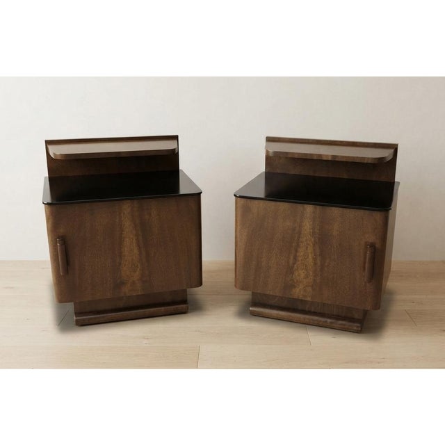 Mid-Century Modern Vintage Nightstands by Jindřich Halabala for Up Závody, 1940s, Set of 2 For Sale - Image 3 of 12