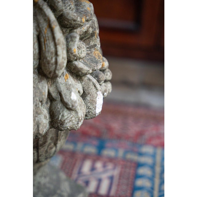 Gray Concrete Garden Pots Decorated with Fruit, 1970s, Set of 2 For Sale - Image 8 of 10