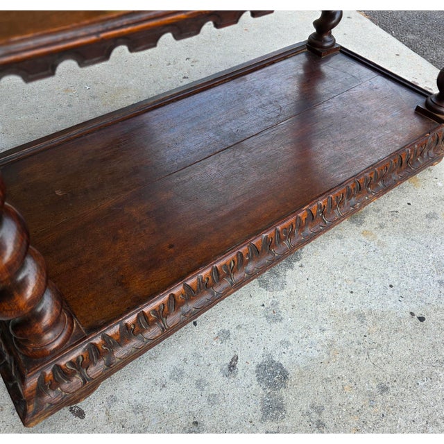 Antique English Jacobean Revival Oak Server With Carved Grotesque Masks and Barley Twist Supports, Circa 1830 For Sale - Image 16 of 18