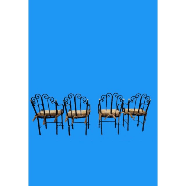 Mario Papperzini Late 20th Century Mario Papperzini Style Iron Bronze Dining Chairs- Set of 4 For Sale - Image 4 of 11