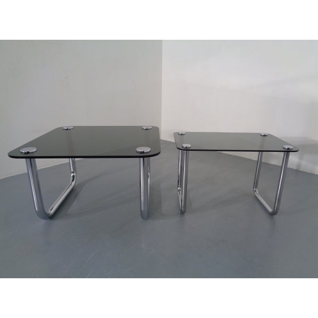 Gray Italian Chrome & Smoked Glass Side Table, 1970s For Sale - Image 8 of 18