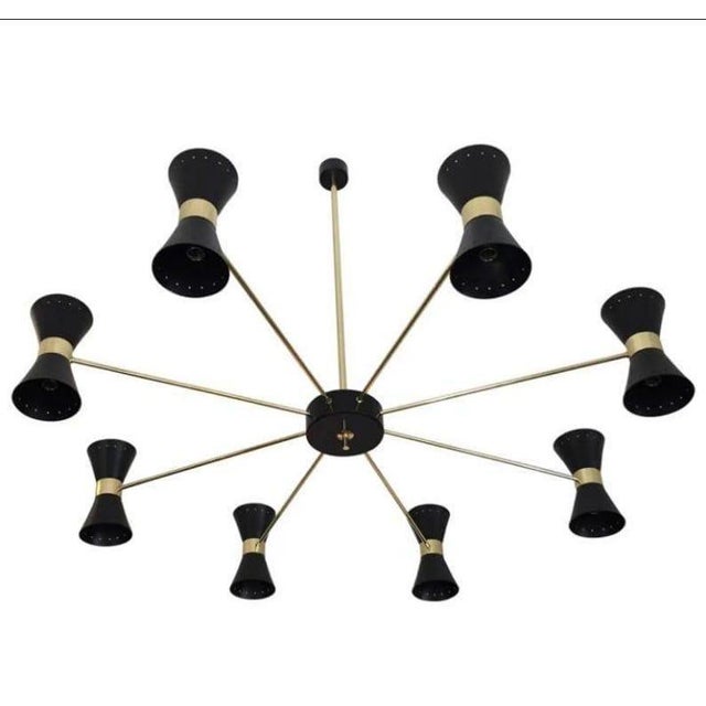 Mid-Century Modern Mid Century Modern Sputnik Chandelier – Black Gold Italian Style Ceiling Light Brass Home Decor For Sale - Image 3 of 9