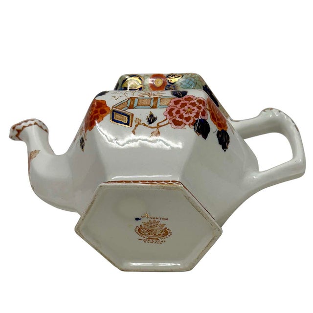 Antique Woods Ware Wincanton Hand Painted Porcelain Teapot For Sale - Image 9 of 10