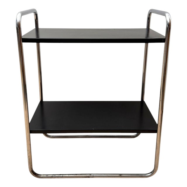 Steel Tube Side Table in Black and Chrome from Mauser Werke, Germany, 1950 For Sale