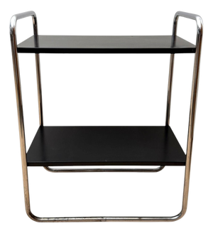 Steel Tube Side Table in Black and Chrome from Mauser Werke, Germany, 1950