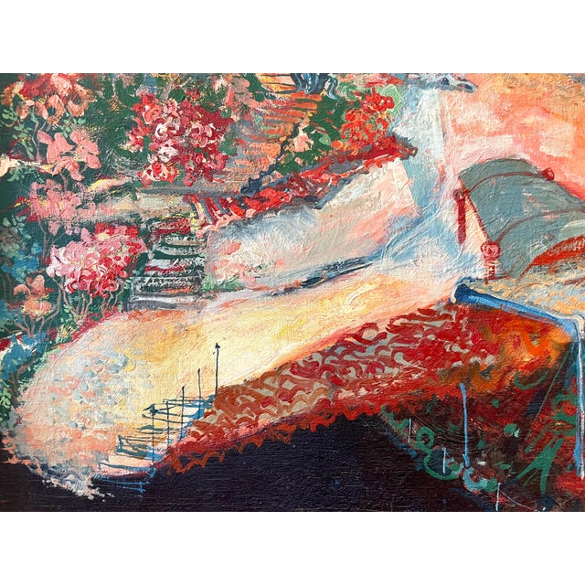 Franz Anton Coufal, Austrian Magic Realist Oil Painting Vibrant Village Landscape Scene Franz Coufal For Sale - Image 9 of 12