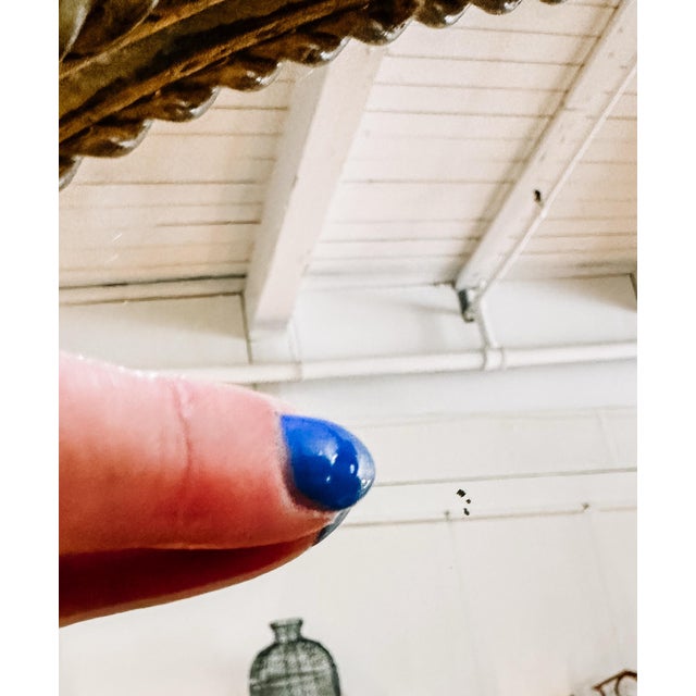 Vintage Hollywood Regency Faux Bois Painted Round Metal Mirror With Bow and Tassles For Sale - Image 6 of 9