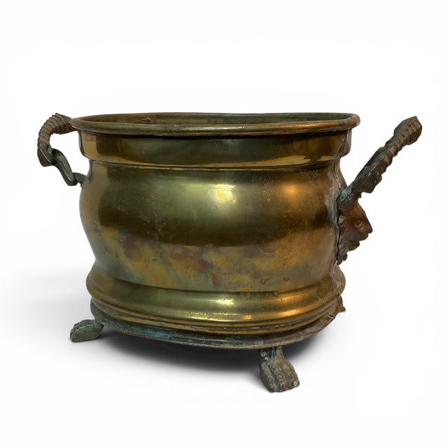 Brass Lions Head & Claw Feet Jardinière Planter For Sale - Image 12 of 14