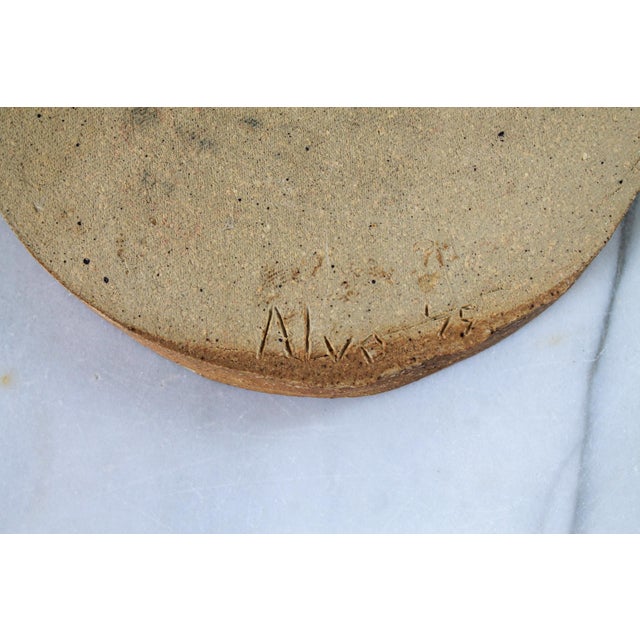 Vintage Studio Art Pottery Floral Trivet For Sale - Image 4 of 5