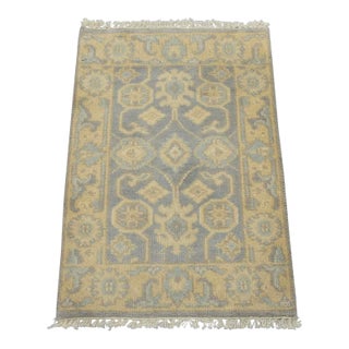 Oushak Rug 2′ X 3′ Gray Wool Traditional Hand-Knotted Oriental Carpet For Sale