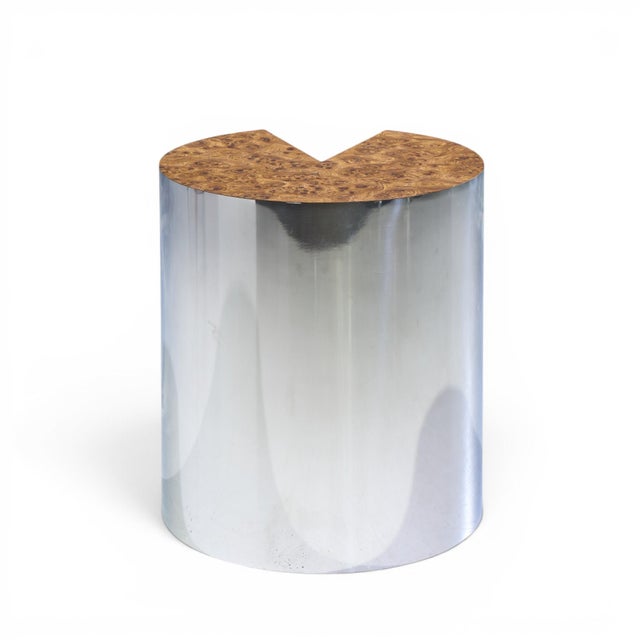 Mid 20th Century Leon Rosen for Pace Style Mid Century Pac-Man Chrome Drum Table For Sale - Image 5 of 7