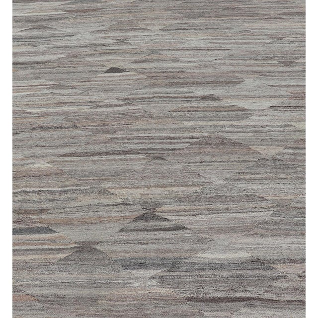 2000 - 2009 Grey Geometric Modern Kilim Rug by Keivan Woven Arts, 8'6" X 11'3" For Sale - Image 5 of 11