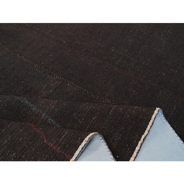 Galerie Shabab Collection Mid-20th Century Turkish Tribal Kilim Room Size Carpet in Dark Brown and Black For Sale - Image 9 of 9